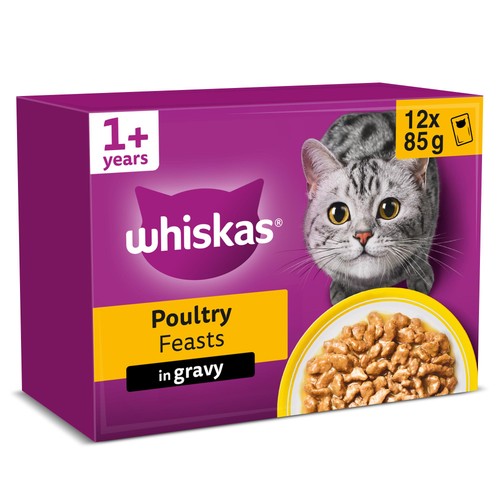 Whiskas 1+ Poultry Feasts Adult Wet Cat Food Pouches in Gravy
