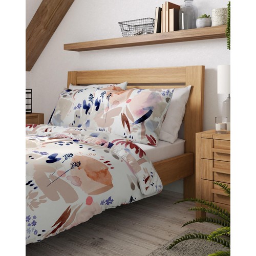 M&S Pure Cotton Watercolour Floral Bedding Set, Super King Size