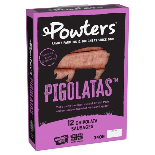 Powters British Outdoor Bred 12 Pigolata Chipolatas