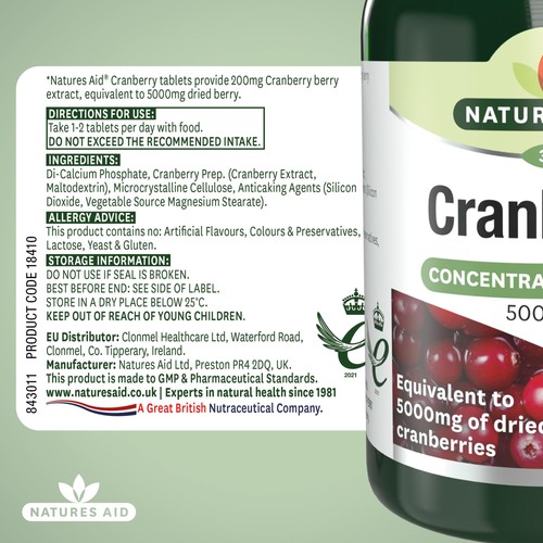 Natures Aid Cranberry Supplement Tablets 5000mg 