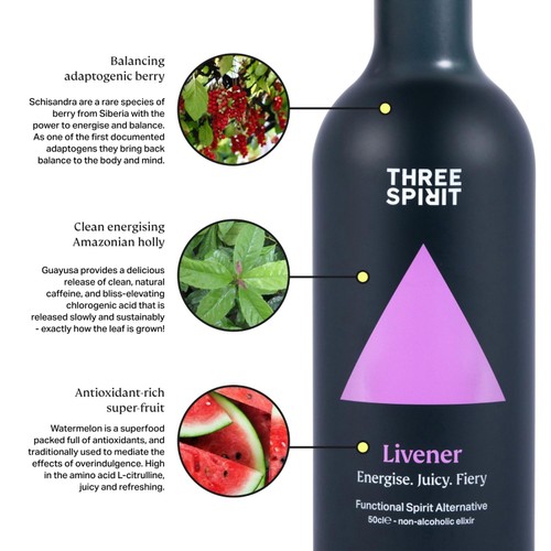 Three Spirit Livener Functional Non-Alcoholic Spirit Alternative