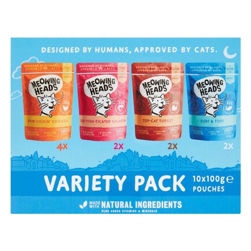 Meowing Heads Adult Cat Food Wet Pouches Variety Pack