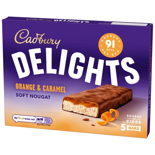 Cadbury Delights Soft Nougat Orange & Caramel Chocolate Bars