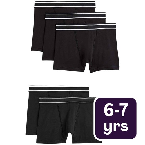 M&S Boys Cotton with Stretch Trunks, 6-7 Years, Black