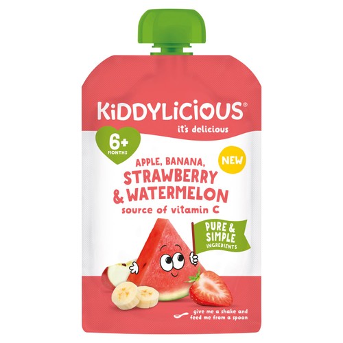 Kiddylicious Strawberry & Watermelon Baby Food Pouch 6+ Months