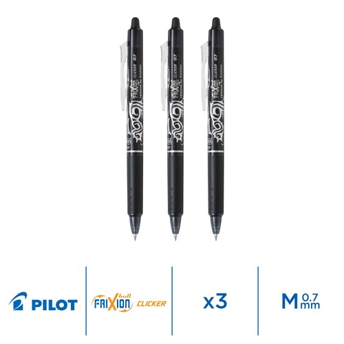 Pilot FriXion Clicker Erasable Ink Rollerball Pen 07 Medium - Black