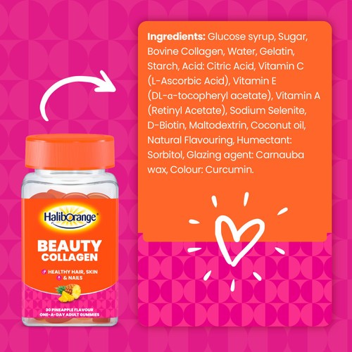 Haliborange Adult's Beauty Collagen Pineapple Gummies 