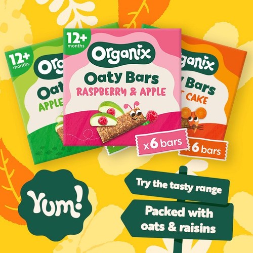 Organix Raspberry & Apple Oaty Bars Toddler Snack Multipack 12+ Months