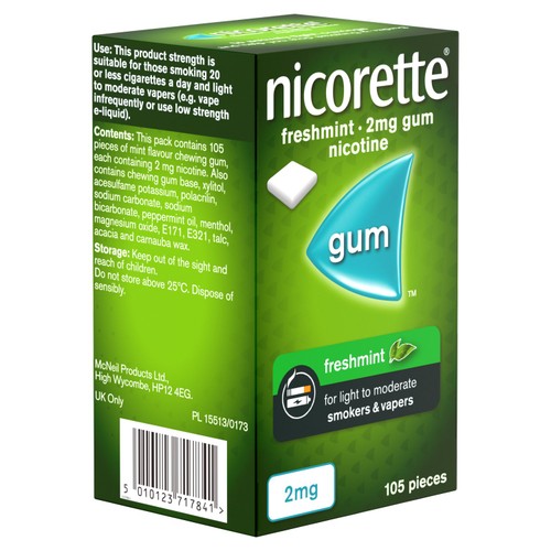 Nicorette Freshmint Gum 2mg Per Gum, 105 Pieces (Stop Smoking Aid)