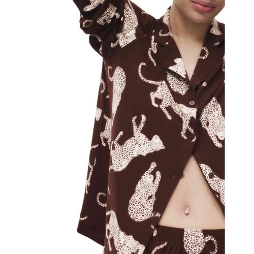 M&S Soft Touch Revere Flatpack PJ, XXL, Brown Mix