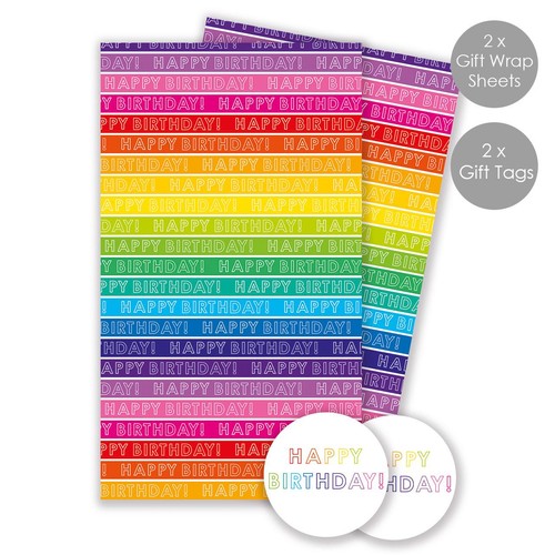 Rainbow Stripe Gift Wrap Sheets & Tags