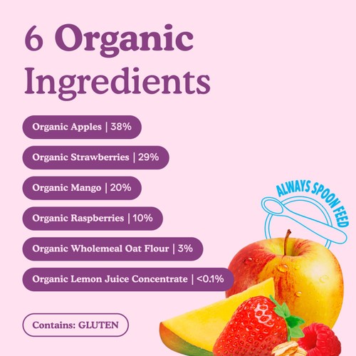 Little Freddie Organic Mango, Berries, Apples & Oats Baby Food Pouch 6+ M