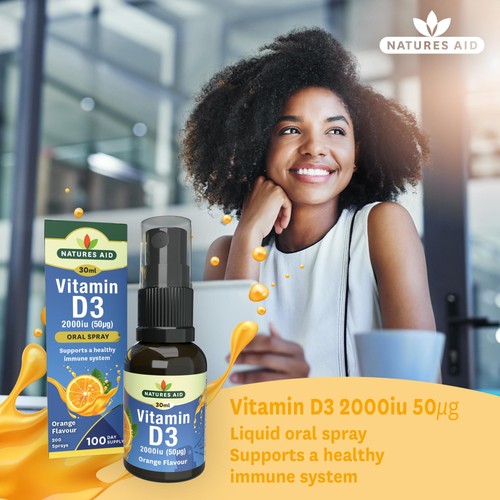 Natures Aid Vitamin D3 2000iu Oral Spray (Orange Flavour)