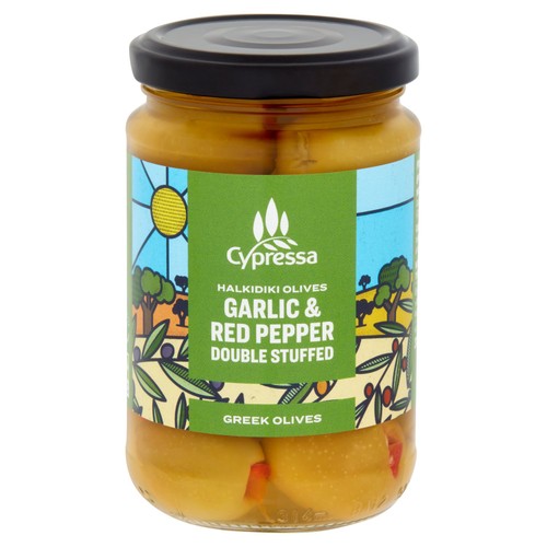 Cypressa Garlic & Red Pepper Double Stuffed Halkidiki Olives