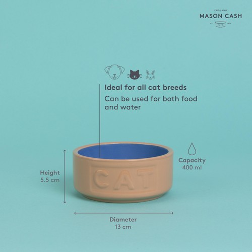 Mason Cash Cane/Blue Lettered Cat Bowl 13cm
