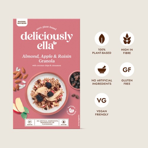 Deliciously Ella Almond, Apple&Raisin Granola with Coconut Chips&Cinnamon 