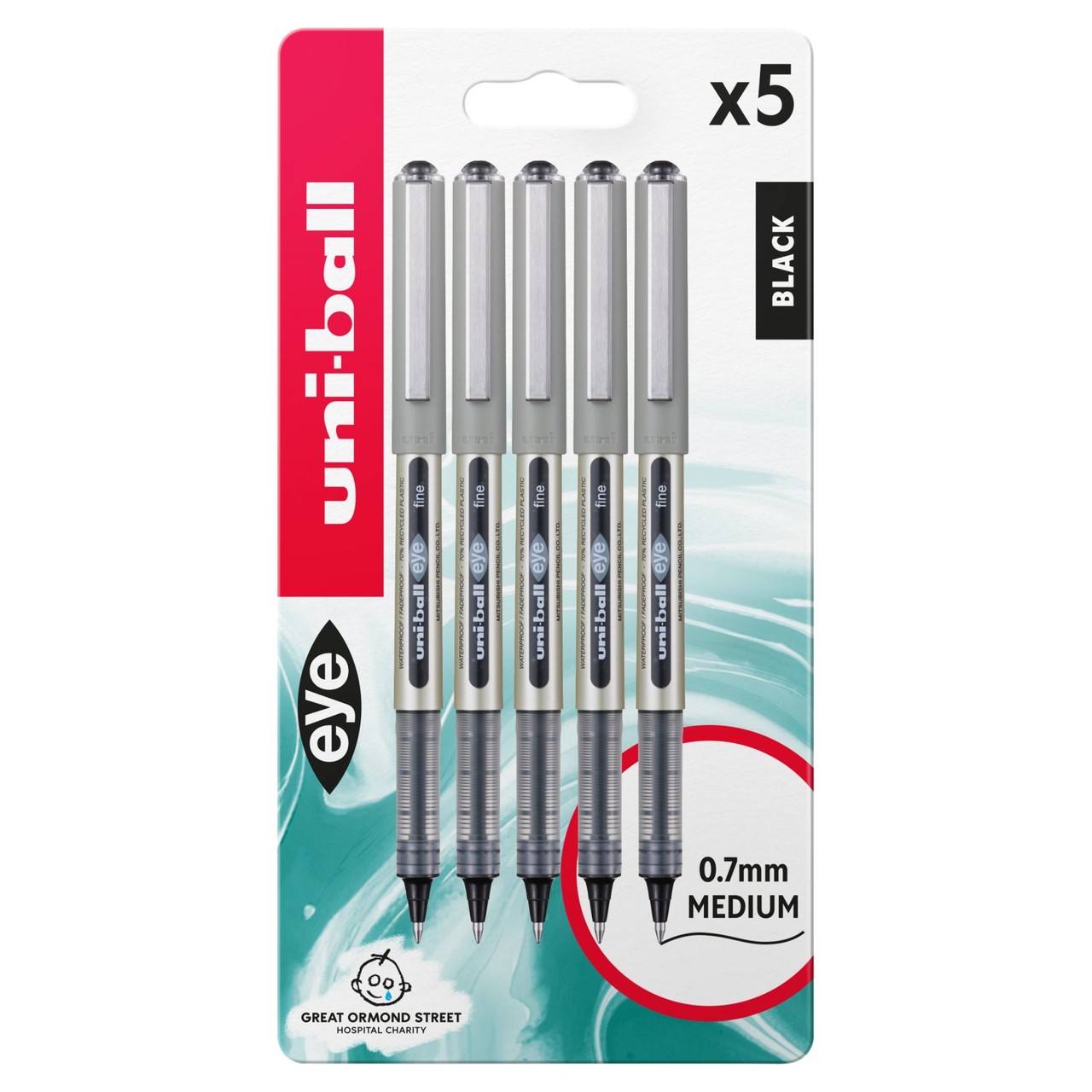 Uni-ball Eye Fine UB-157 Rollerball Pens - Pack Of 8 Assorted Colors, 0.5mm Medium Point, Smooth Writing
