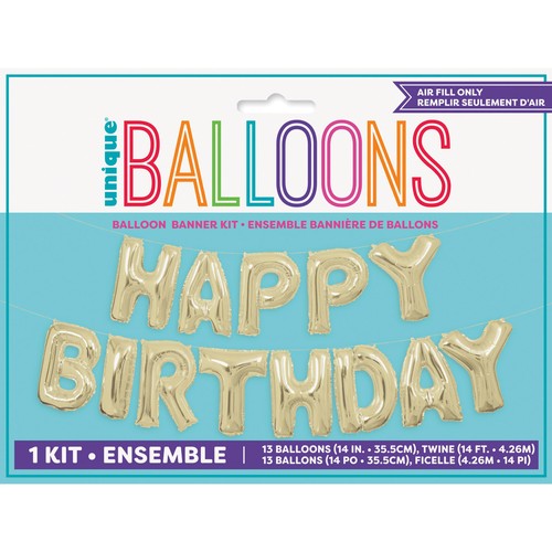 Gold Happy Birthday Balloon Banner Kit