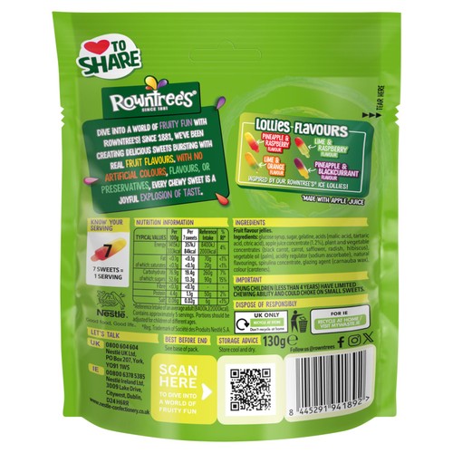 Rowntrees Fruit Pastilles Lollies Pouch