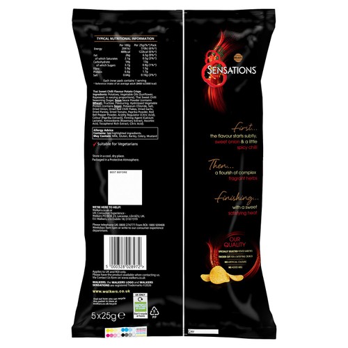 Walkers Sensations Thai Sweet Chilli Multipack Crisps 5 x 25g