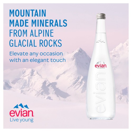 Evian Still Mineral Water Glass Bottle