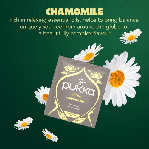 Pukka Organic Three Chamomile Tea x20 Home-Compostable Herbal Tea Bags