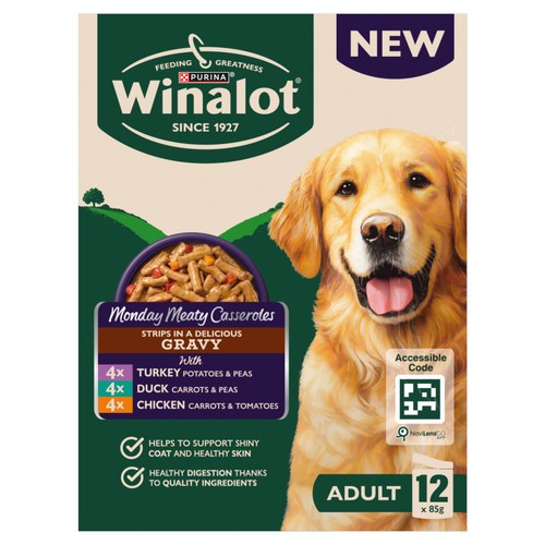 Winalot Monday Meaty Casseroles Chicken, Turkey, Duck in Gravy Wet Dog Food