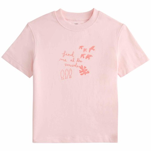M&S Cotton Seaside Print T-Shirt, 5-6 Years, Pale Pink