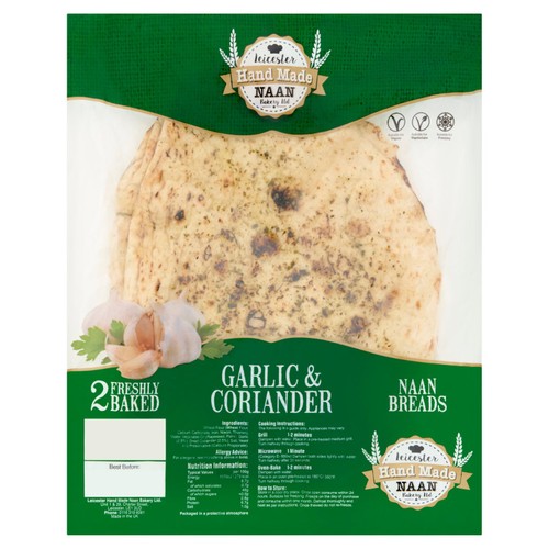 Leicester Handmade Bakery Garlic & Coriander Naan Breads