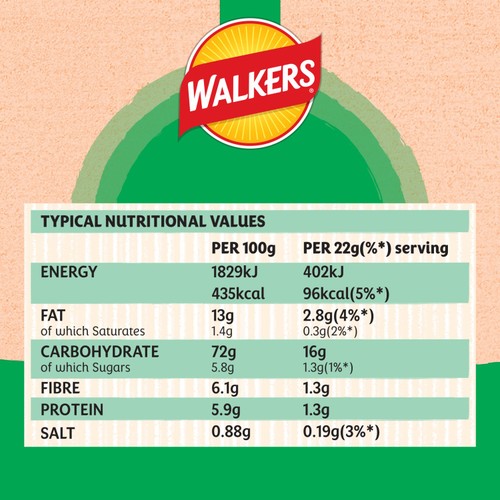 Walkers Baked Salt & Vinegar Multipack Snacks Crisps 6 x 22g