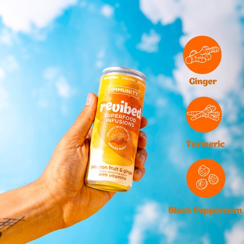 Revibed Immunity Passionfruit and Ginger Infused Lightly Sparkling Water