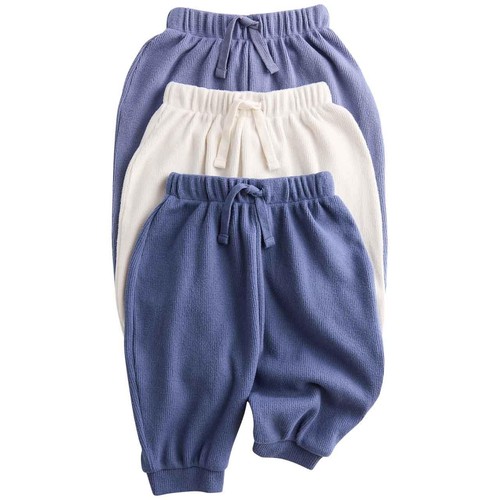 M&S Boys Brushed Waffle Joggers, 9-12 M, Blue Mix