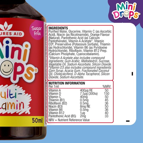 Natures Aid Mini Drops Multivitamin for Infants & Children