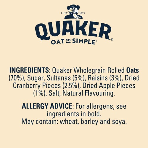Quaker Oat So Simple Sultanas & Raisins Fruit Porridge Sachets Cereal