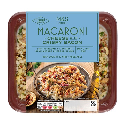 M&S Macaroni Cheese With Crispy Bacon Serves 1