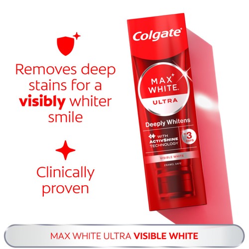 Colgate Max White Ultra Active Foam At Home Teeth Whitening Toothpastee
