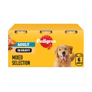 PEDIGREE Adult Wet Dog Food Mixed Selection in Gravy 6 x 400g Tin Can