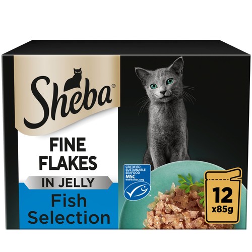 Sheba Fine Flakes Cat Food Pouches MSC Fish in Jelly 