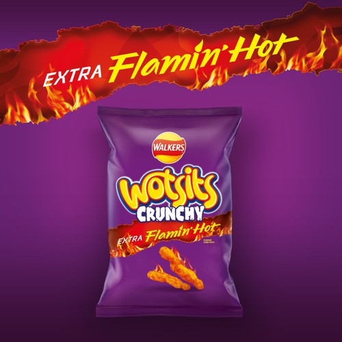 Wotsits Crunchy Extra Flamin' Hot Sharing Bag Crisps 130g