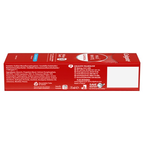 Colgate Max White Clinical Sensitive Teeth Whitening Toothpaste 75ml