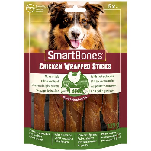 SmartBones 5 Chicken Wrapped Rawhide Free Sticks Dog Treats