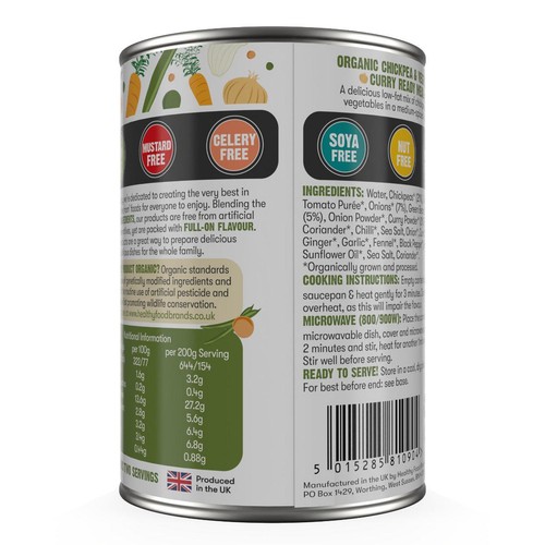 Free & Easy Free From Organic Chick Pea & Vegetable Curry