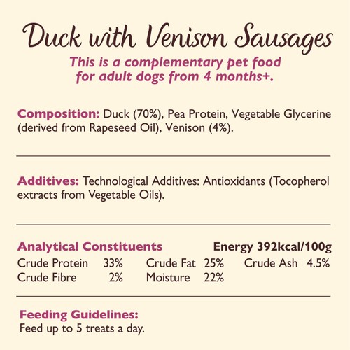 Lily's Kitchen Scrumptious Duck & Venison Sausages for Dogs
