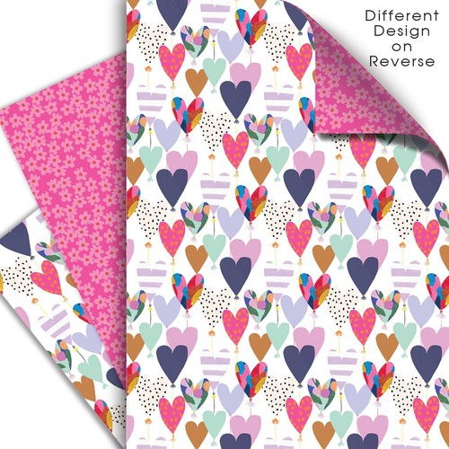 Hearts Double Sided Gift Wrap Sheets