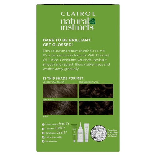 Clairol Natural Instincts Semi Permanent Hair Dye 4 Dark Brown