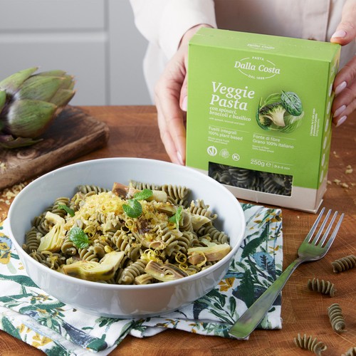 Dalla Costa Veggie pasta with spinach broccoli and basil