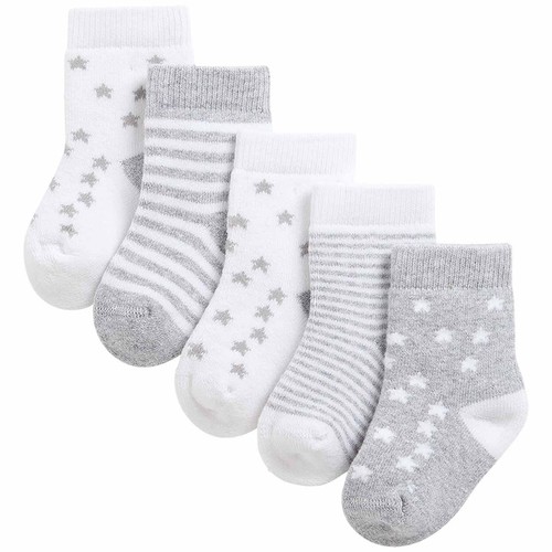 M&S Terry Stars Socks, 6-12 Months, Grey