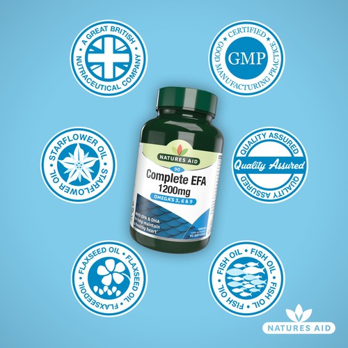 Natures Aid Complete EFA Omega's 3,6 & 9 Soft Gel Capsules 