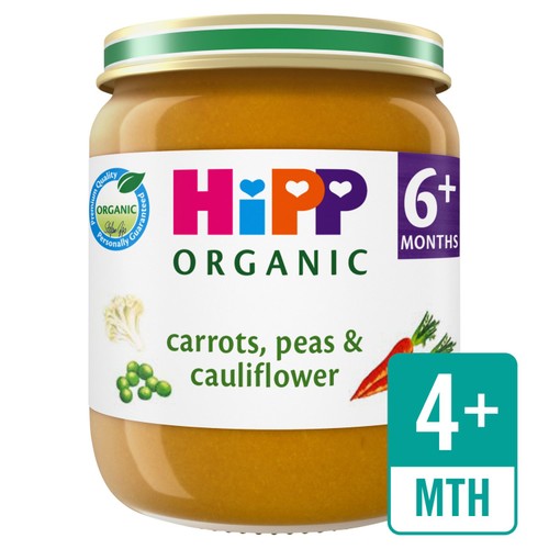 HiPP Organic Carrots, Peas & Cauliflower Baby Food Jar 6+months