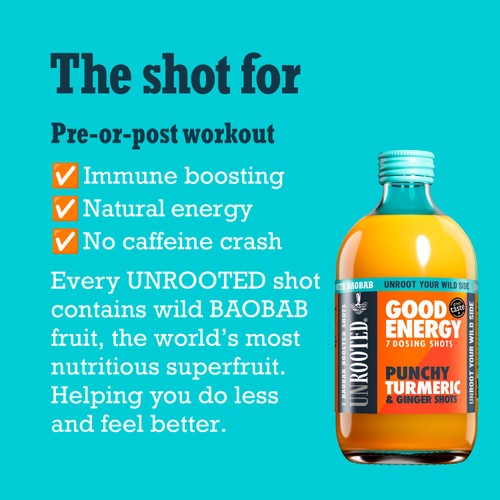UNROOTED Punchy Turmeric, Ginger & Baobab 7x Dosing Shots